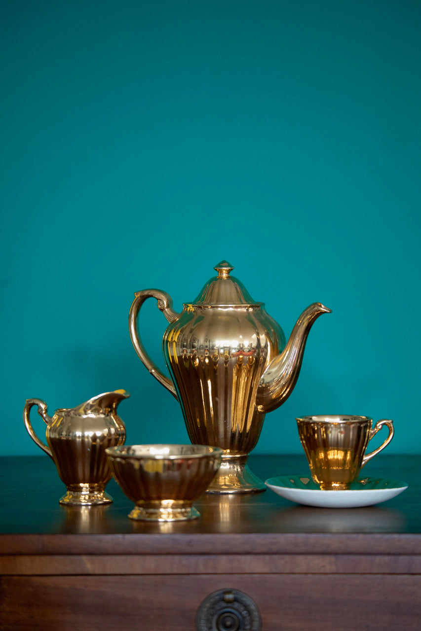 Crown Devon Gold lustreware coffee service