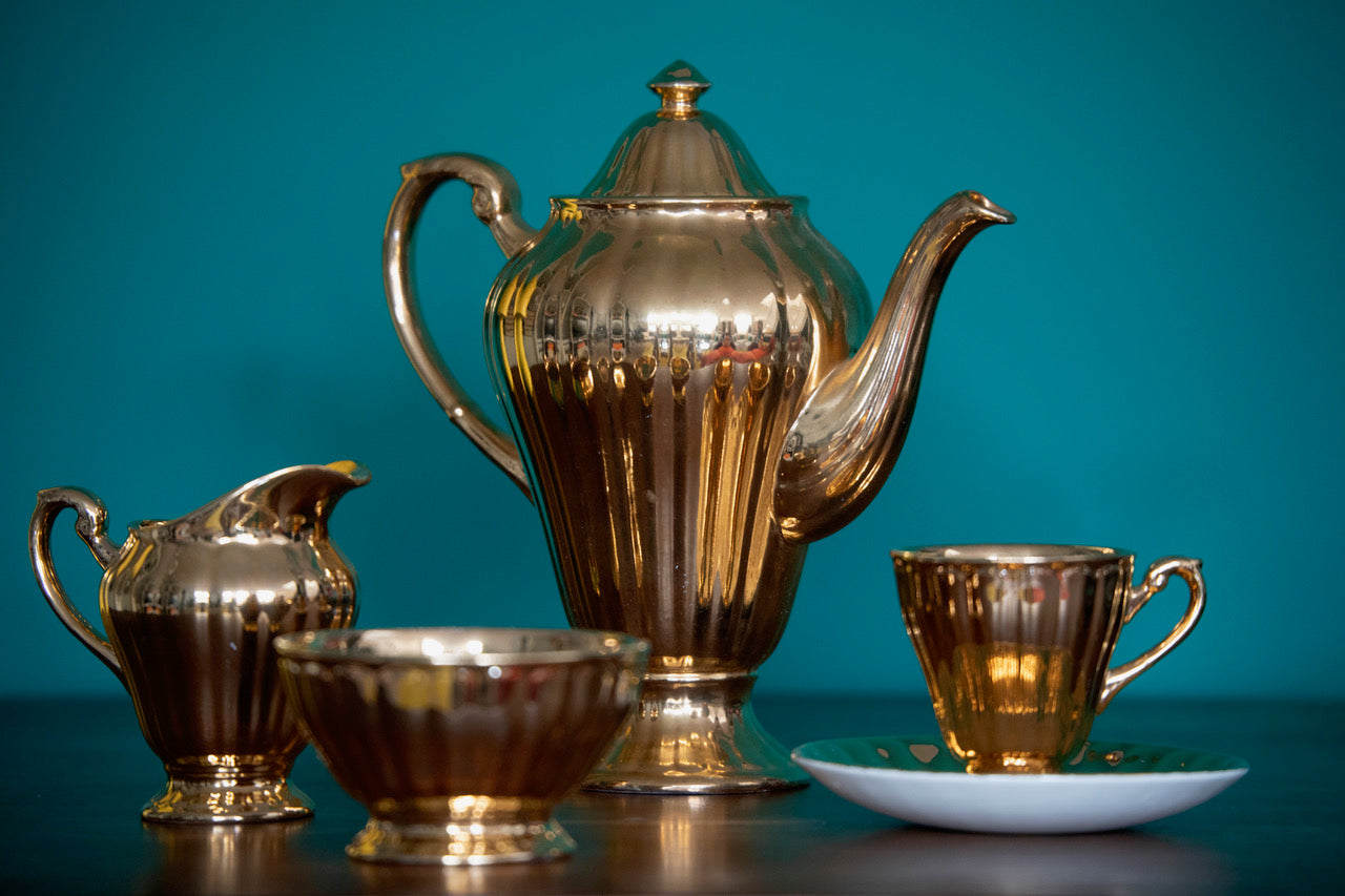 Crown Devon Gold lustreware coffee service