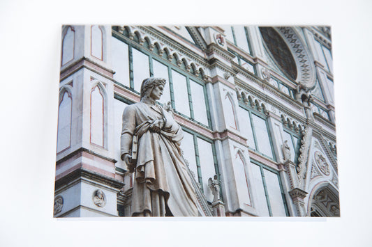 Greetings card featuring Statue in front the the Duomo, Florence